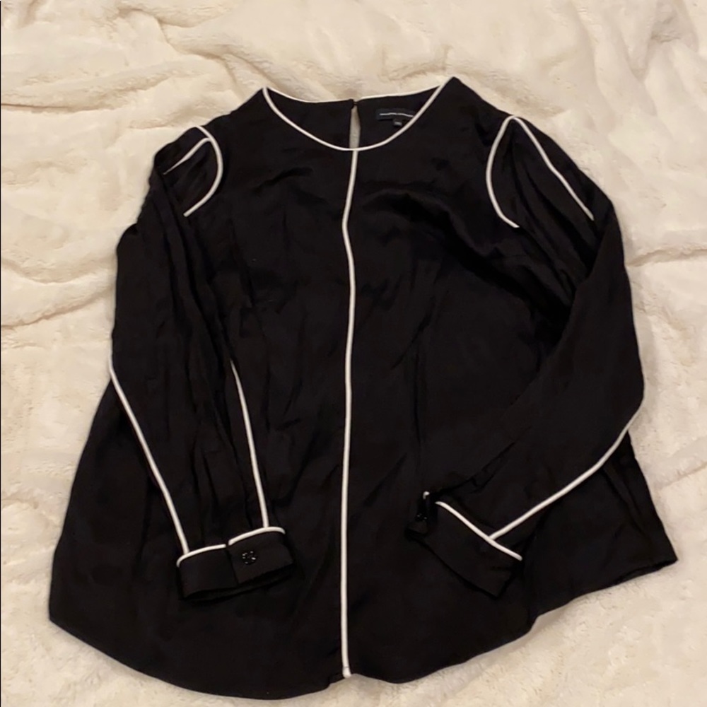 Black blouse with white detail